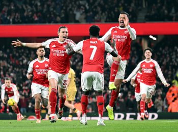 足彩彩果：阿森纳常规时间1-1水晶宫