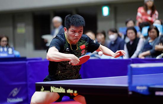 樊振东在乒乓球亚洲杯上。
