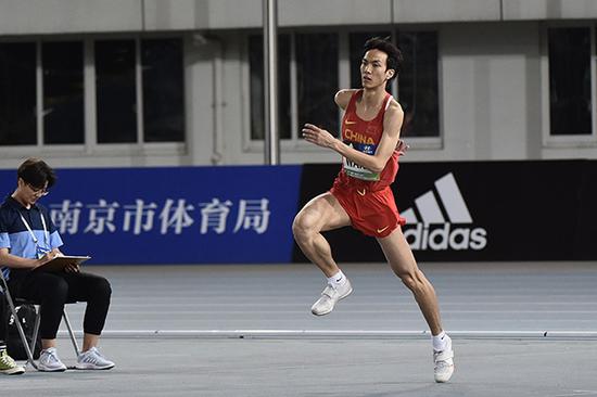 2019年5月21日，2019年国际田联世界挑战赛南京站，王宇起跑。