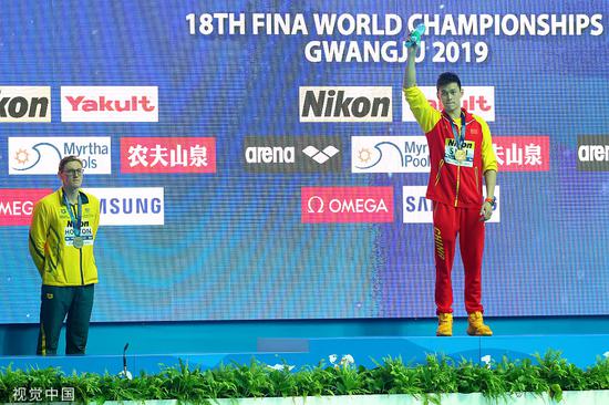 2019游泳世锦赛第10日：男子400米自由泳 孙杨夺得四连冠 @视觉中国