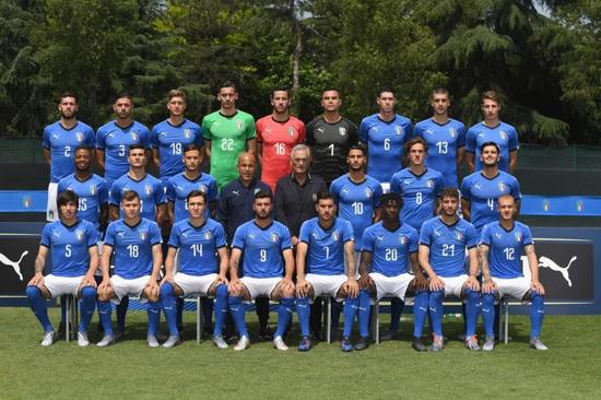 2019年意大利U21全家福，其中有不少已经成为意大利国家队的常客