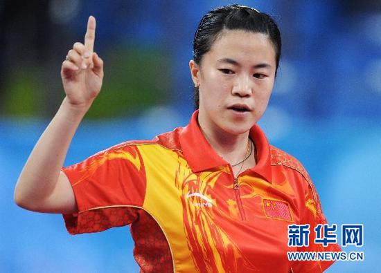 ↑王楠在北京奥运会比赛中。新华社记者徐家军摄