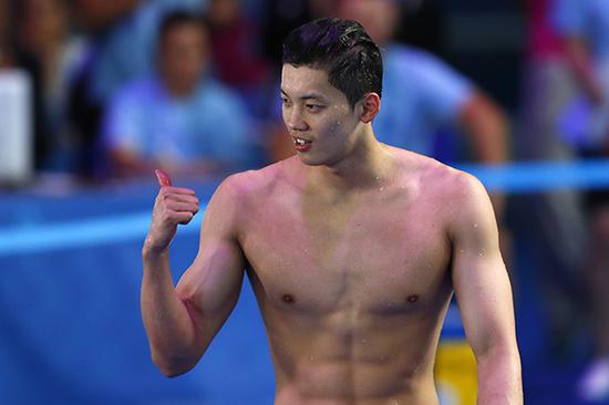 200米混合泳决赛中，中国选手汪顺以1分56秒28夺得季军。