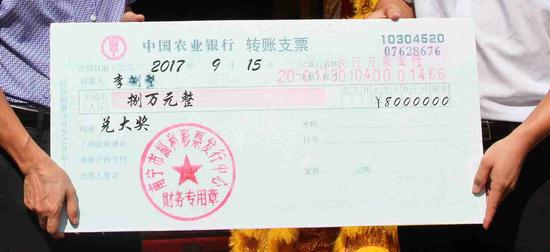 (图为缴税后的中奖支票)线上活动中奖晒图即时奖红包周期奖红包圈子都