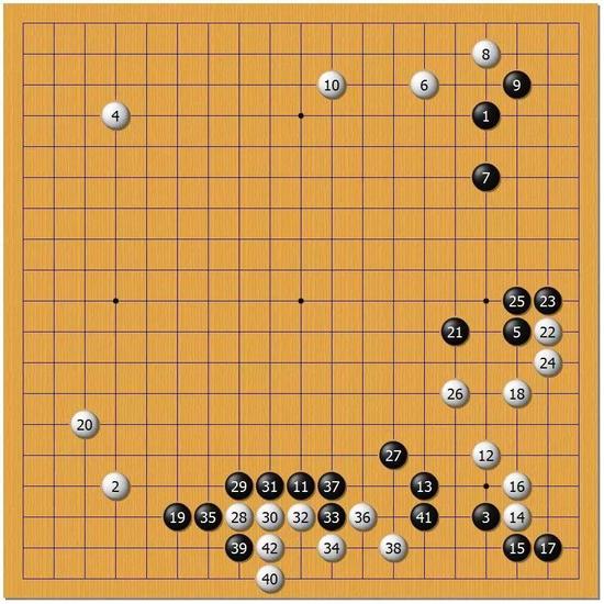 黑21跳看似正招，其实力度不足，黑27对白棋没有压力了。白棋可以放手打入，轻松活棋。