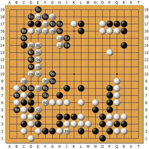 吃掉黑下面后，左上的进行白棋安全做活，至此形势依然是白棋优势。