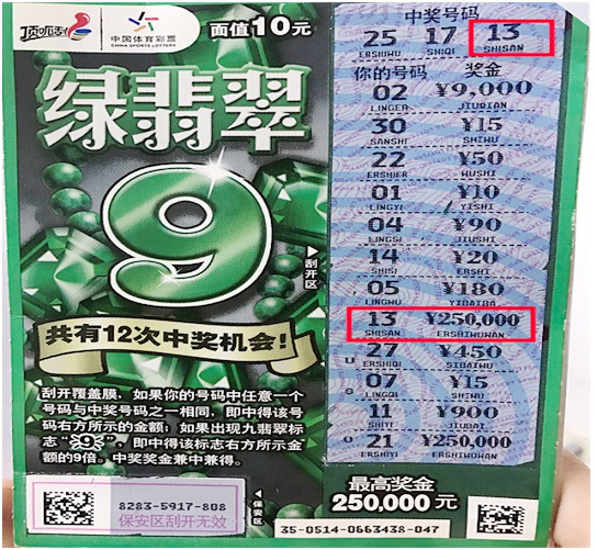中奖彩票