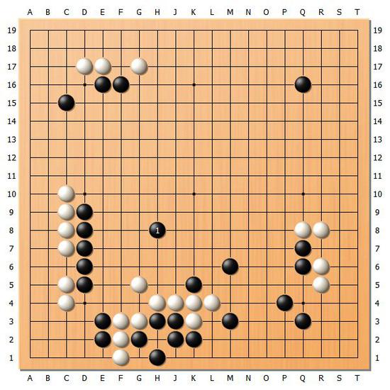 [图6]但是白54的大飞是好点,使得白棋还能稍有喘息.