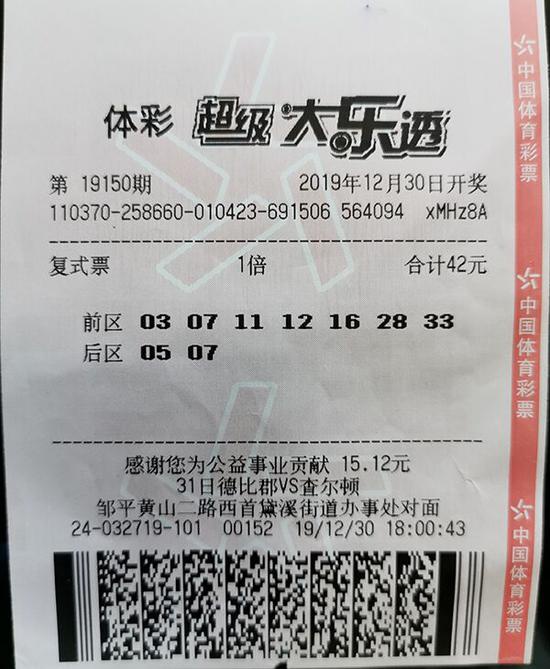 中奖彩票
