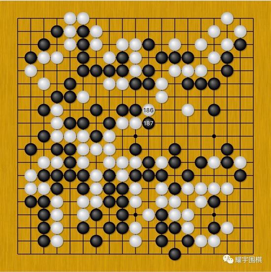 图3：白186错失战机！罗洗河在他的自战解说《棋游九天》中回忆到：