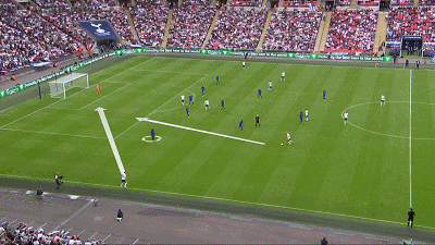 热刺左后卫本戴维斯的进攻跑位