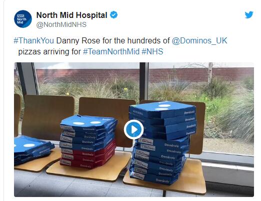 热刺球星捐款后又送出几百个披萨 只为对医院报