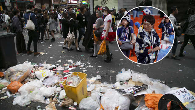 日本球迷在国内乱扔垃圾