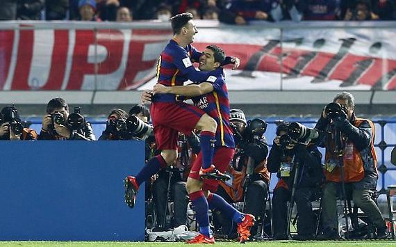 梅西苏亚雷斯双双破门，巴萨世俱杯夺冠