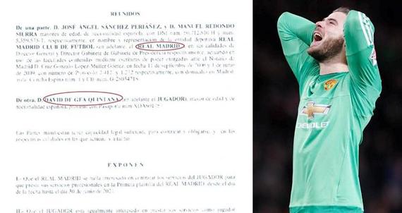 皇马和德赫亚草签的合同