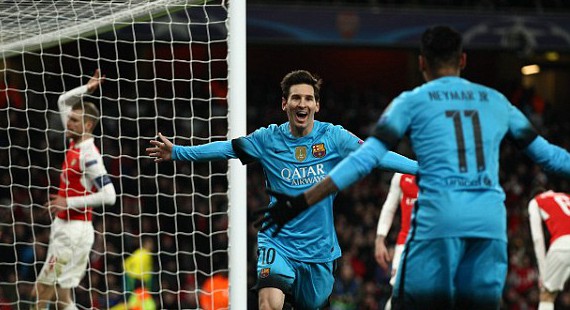 梅西2球，巴萨2-0客胜阿森纳