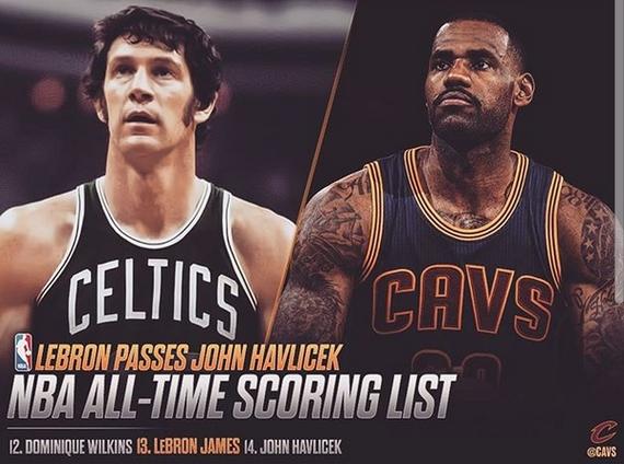 詹姆斯本场超越哈弗里切克