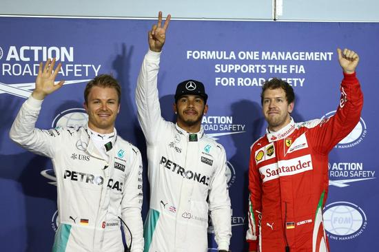 2016F1巴林站排位赛前三名