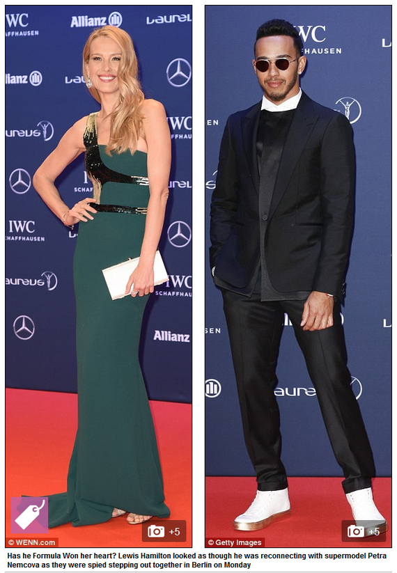 《太阳报》报道汉密尔顿与超模佩特拉-内姆科娃在约会