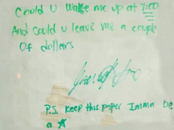 哈登给妈妈留下的字条