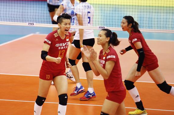 中国女排庆祝