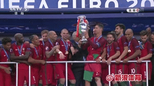 C罗捧起欧洲杯！