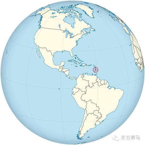 圣卢西亚位置,红圈处