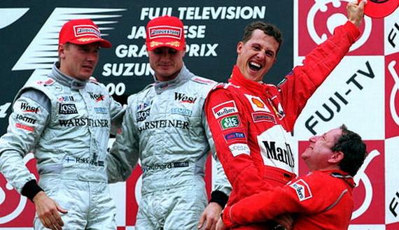 2000年10月8日，F1日本站，舒马赫提前锁定车手总冠军
