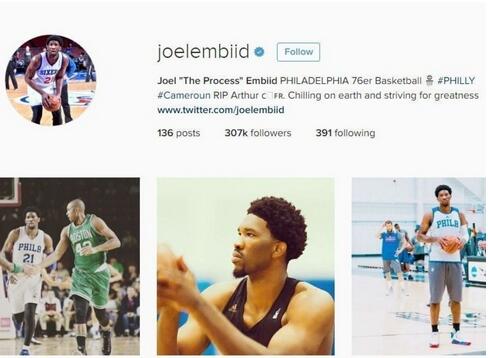 恩比德的IG已经更改了简介