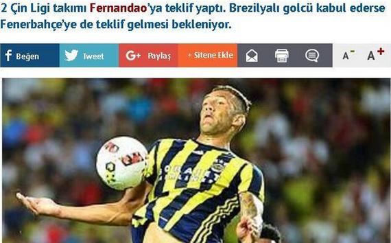 费尔南多曾夺得土超联赛金靴