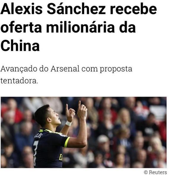 桑切斯收到中超球队报价