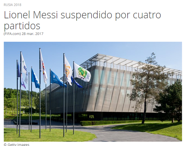 FIFA宣布了对梅西的处罚
