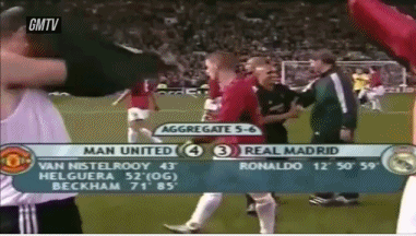 赛后的贝克汉姆和齐达内