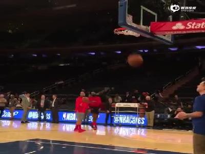 哈登赛前三分热身