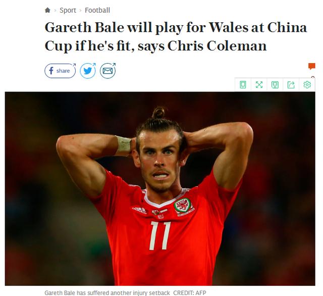 威尔士主帅：会带贝尔来踢中国杯