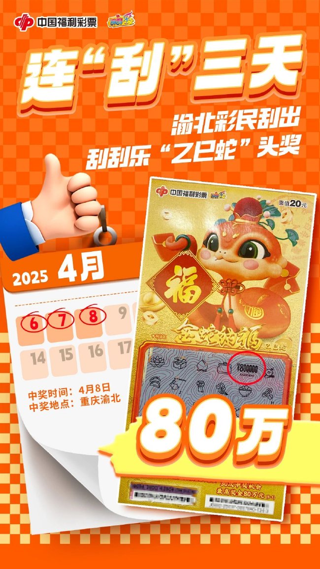 男子连刮三天刮刮乐 终揽80万福彩大奖