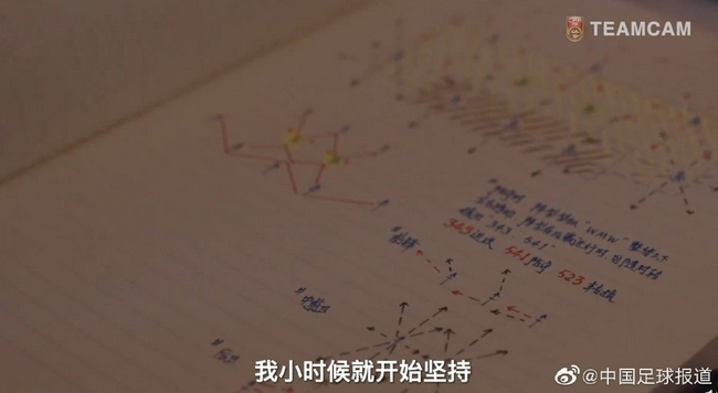 张琳芃训练笔记字体工整 恩师徐根宝培养好习惯！