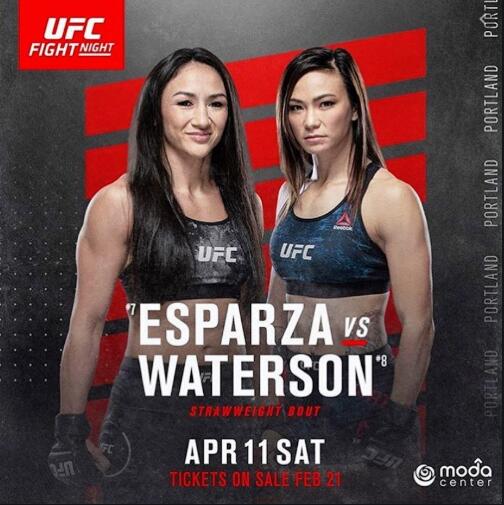 卡拉VS沃特森草量级对决将在UFC波特兰赛中上演