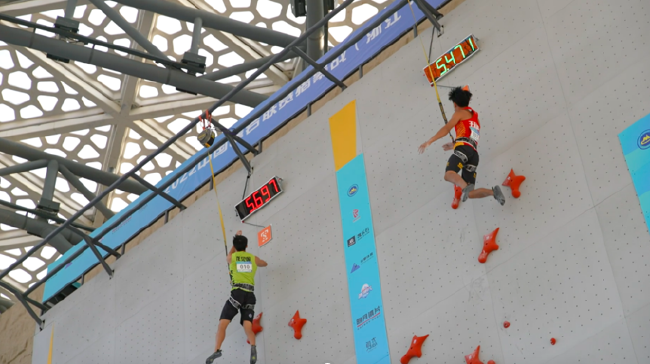 2022亚运会场地首秀 中国男子攀岩进入5秒时代！
