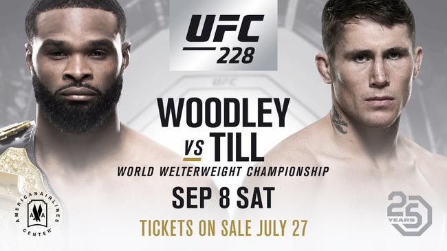 UFC228的头条主赛将是泰伦-伍德利VS达伦-提尔的次中量级冠军战