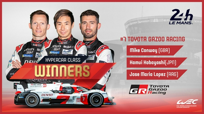 2021勒芒24小时耐力赛丰田车队7号车组夺冠