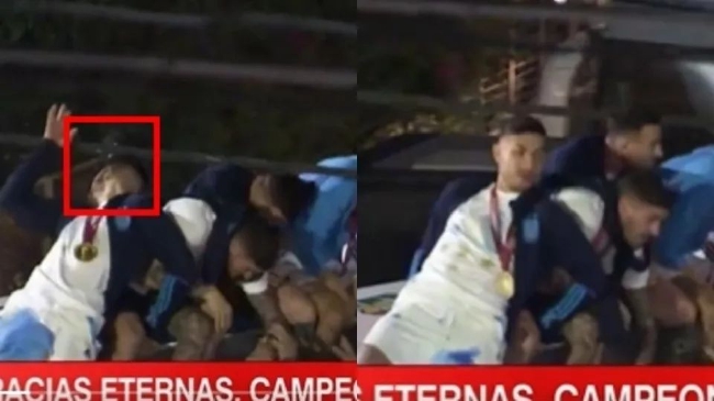 惊险！阿根廷夺冠巡游 梅西等球员差点撞上电线