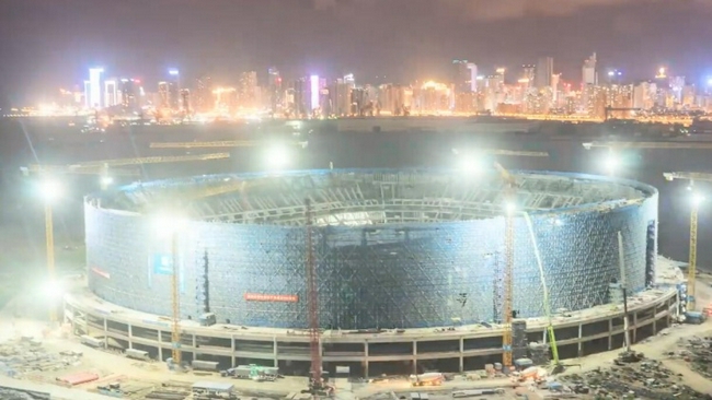 亚洲杯场馆大连梭鱼湾专业足球场已首段封顶 预计2022年底落成！