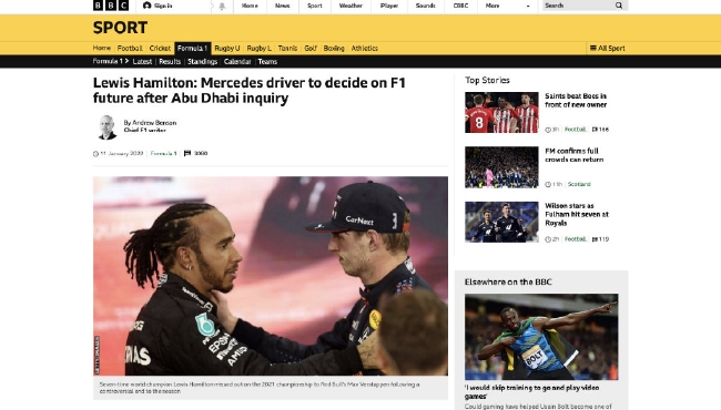 BBC报道称:汉密尔顿尚未决定2022年是否继续参加F1。