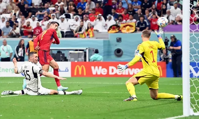 世界杯-莫拉塔进球 穆夏拉助攻 西班牙1-1平德国！
