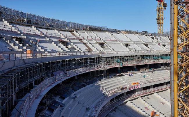 工体改造复建现场,摄于2021年12月