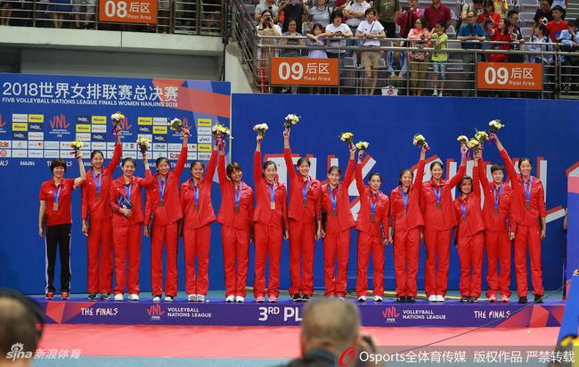 中国女排获得2018世联赛总决赛第三