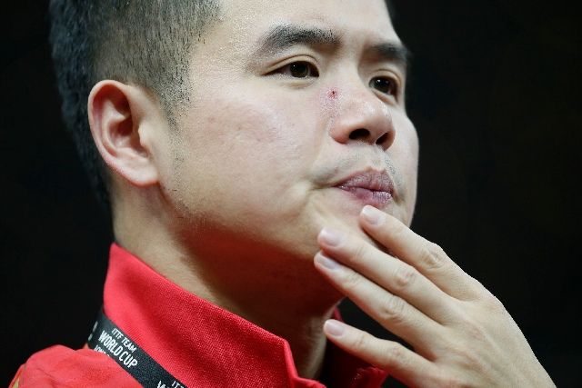 资料图，乒乓球世界杯团体赛男子小组赛，中国男队教练刘国正在比赛中观战。 新华社发（蒂姆·爱尔兰摄）