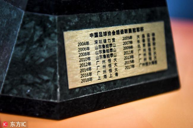 中超冠军奖杯夺冠名单已提前刻上上港 就等夺