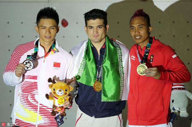 亚运钟齐鑫获速度攀岩亚军